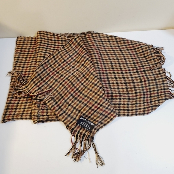 Pierre Cardin plaid acrylic Fringed Unisex  scarf - Picture 4 of 8